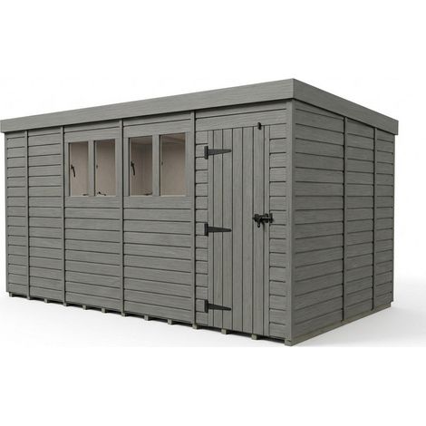 17ft x 9ft Composite Pent Garden Shed Single Door With Windows - Composite - L518 x W274 x H210 cm - Grey