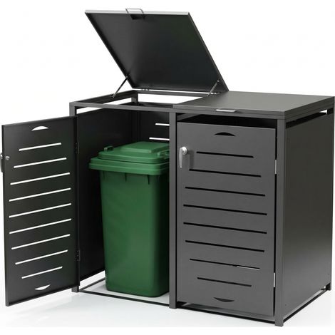 Abri pour 2 poubelles, couvercle de poubelle, local à poubelles, conteneur à déchets, boîte à poubelles