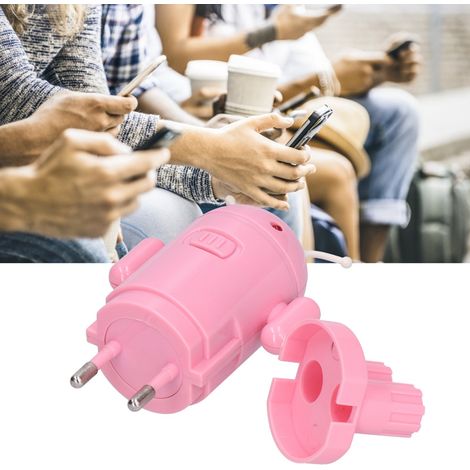 Tragbarer Universaladapter in Roboterform, kompatibel mit europäischen 100-240V-Steckdosen (rosa). (1/5)