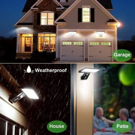 Lampe solaire d'extérieur, 90 LED, détecteur de mouvement solaire, 2600 mAh, applique murale solaire(1 paquet) (1/5)