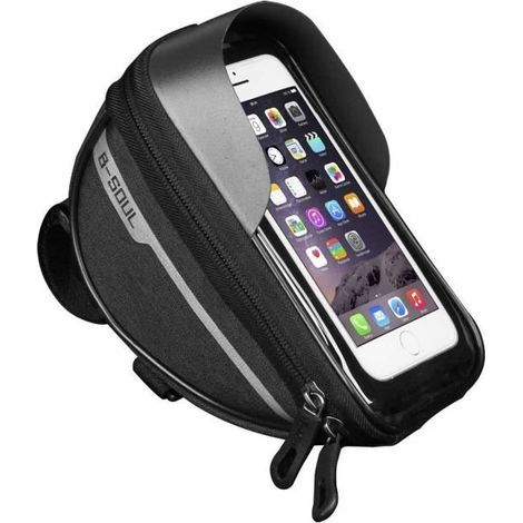 Wasserdichte Fahrradlenkertasche für Smartphones bis 6,4 Zoll – mit empfindlichem TPU-Touchscreen – Schwarz (1/4)
