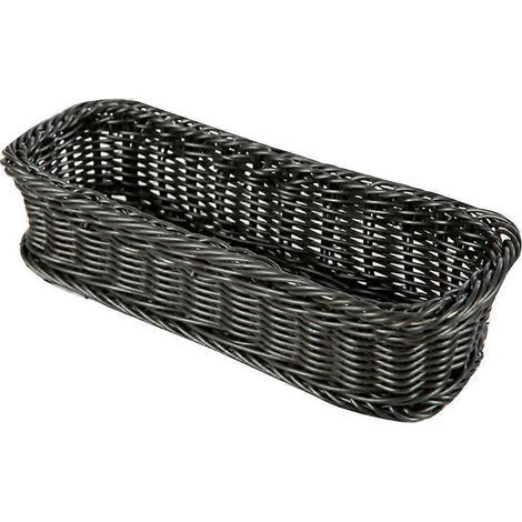 Rechteckiger, geflochtener Korb in Rattan-Optik, 1 Stück, multifunktional, für Küche und Haushalt (dunkelgrau, 28 x 11 x 7 cm) - 28 x 11 cm - Dunkelgrau (1/3)