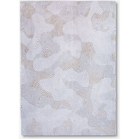 CORAL DESIGN - TAPPETO STRUTTURATO DA MEDITAZIONE - Prodotto in Belgio - Tessuto piatto jacquard meccanico - Rifinito a mano - Antiscivolo naturale - 100% poliestere - Bianco ostrica - Rotondo 240 CM