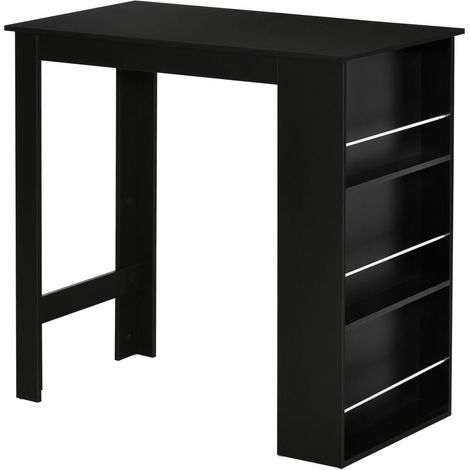 BANCONE DA CUCINA TAVOLO ALTO CON 3 MENSOLE IN LEGNO 112X57X106CM NERO (1/5)
