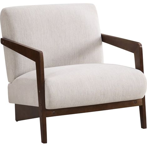 Poltrona scandinava in legno e tessuto "Lena" - Beige (1/4)