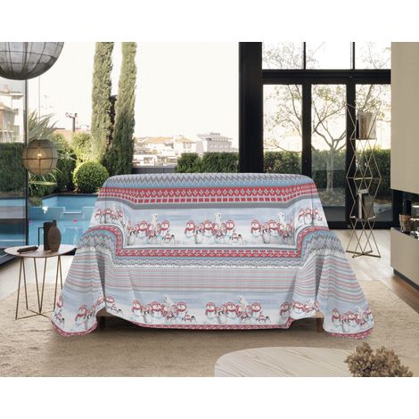 Telo Arredo Made in Italy in Cotone Grandfoulard Copritutto Copridivano Copriletto-Teli Sofà Arredatutto-Drappeggio-Arazzo-Copridivano Grand Foulard Letto Singolo - Polare Rosso