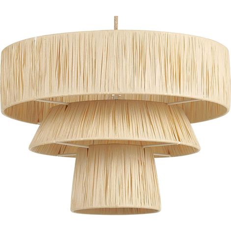 Lampada a sospensione di carta con paralume strutturato naturale in stile giapponese Chambo
