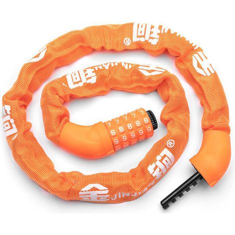 Chaîne Antivol Vélo à Code antivol velo Cadenas à Vélo Chaînes Antivol avec 5 Chiffres Mot de Passe pour vélo, Moto, Porte,--601 Ordinaire orange (1/5)