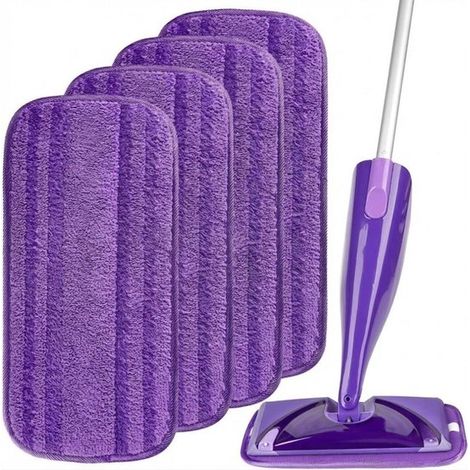 Lingettes réutilisables compatibles avec Swiffer WetJet (4 pièces), lingettes de nettoyage réutilisables, lingettes en microfibre pour le nettoyage et le lavage des sols secs ou humides, bois, carrela
