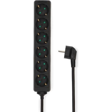 Extension Socket  Type F (CEE 7/7)  6-Way  3.00 m  3680 W  16 A  Kind of grounding: Side Contacts  230 V AC 50/60 Hz  Socket angle: 45 °  H05VV-F 3G1.5mm²  Black