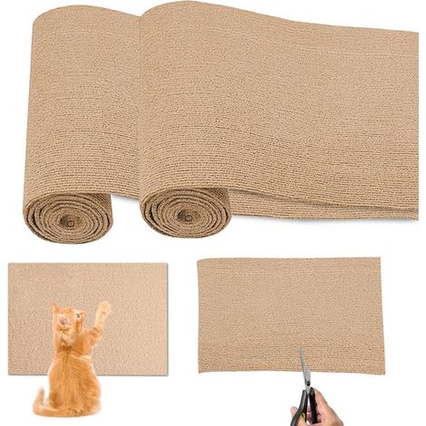 Due tappetini tiragraffi autoadesivi da 100 x 40 cm, fissabili alla parete, personalizzabili nelle dimensioni e adatti a divani, ante di mobili, ecc., per impedire ai gatti di graffiare e possono sost (1/5)