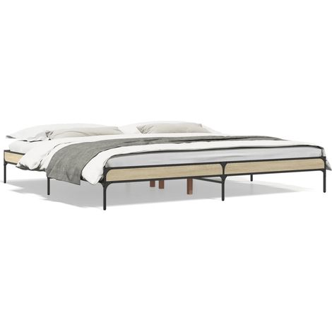 Lit double，Lit adulte，Cadre de lit sans matelas chêne sonoma 200x200 cm CFW2928423 (1/5)