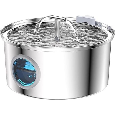 Fontaine à eau pour chat de 3,2 L, en acier inoxydable, équipée d'une pompe à eau ultra-silencieuse, convient également aux chiens, bec verseur en forme de T. (1/5)