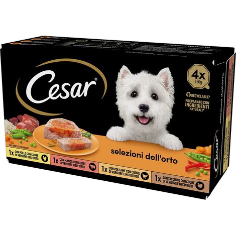 Cesar Selezioni Dell'Orto, Cibo Per Cane, Selezione Assortita, 150 G, 24 Vaschette - 3600 g (1/4)
