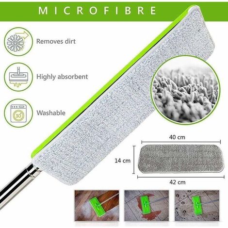 4pcs Recharges de Tête de Vadrouille, Têtes de rechange pour Balai Serpillère de Mop Remplacement en Microfibre, Super Absorbant Tampon de Nettoyage Lavable Mop pour les Serpillères Spray (1/3)