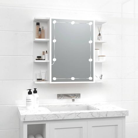 Mobile a Specchio con LED Bianco 70x16,5x60 cm vidaXL (1/5)