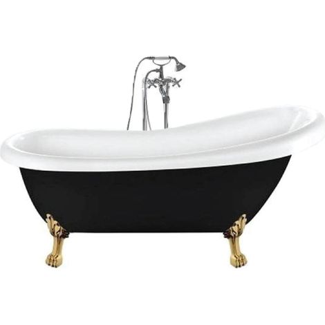 Freistehende Badewanne RICHMOND schwarz Löwenfüße GOLD 171