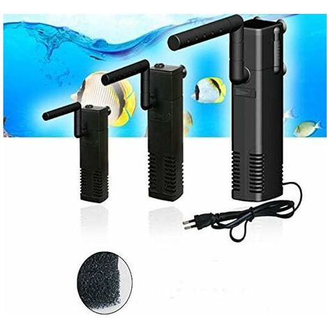 Pompa di filtrazione verticale integrata per acquari da 300 a 1000 L/h con lancia di spruzzo in plastica nera (AP-300L) - UE-AquaForge (1/5)