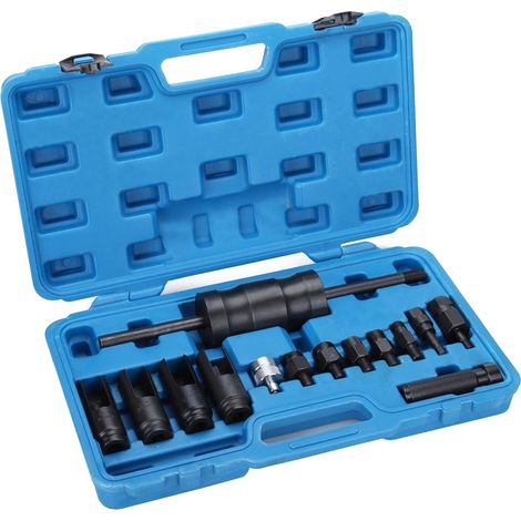 Extractor de inyectores para coche con martillo deslizante compatible con common rail, Bosch, Denso, Delphi y Siemens, 14 piezas (1/5)