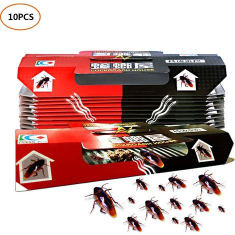 10 Pièges à Cafards Autocollants Forte Adhérence - Planches Gluantes Tueuses Appât Répulsif Anti Insectes Nuisibles (1/5)