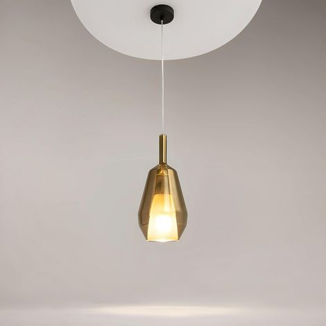 Suspension verre fumé – abat-jour double forme poire LODI (1/5)