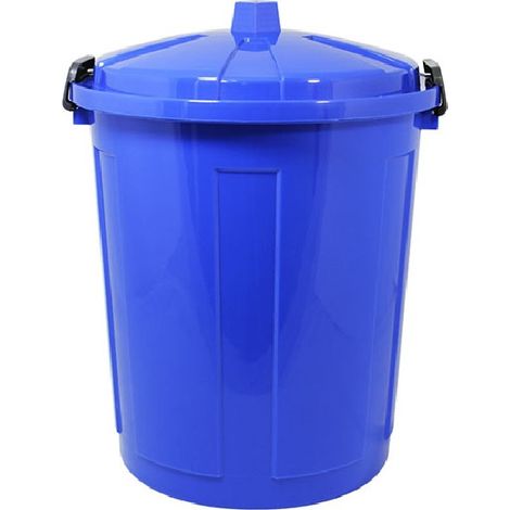 Bidone con coperchio chiuso grande 50 Lt antiodori o randagismo blu pattumiera da interno o esterno casa giardino locali commerciali (1/4)