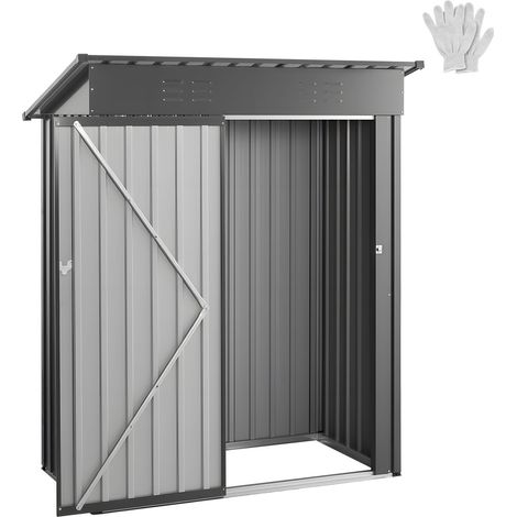 Abri de jardin en métal 1533 x 876 x 1815 mm, cabanon de rangement extérieur avec porte verrouillable et 2 grilles d'aération, toit incliné, remise à outils pour cour, jardin et terrasse (1/5)