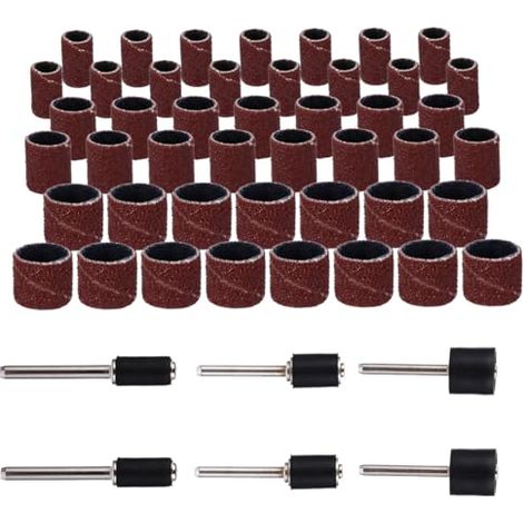 Lot de 51 Mandrins Tambour pour Ponceuse à Manchons Ponçage en Papier Verre Abrasif Boîte Rangement Incluse Compatible Travaux Bois Métal et Polissage - (1/5)