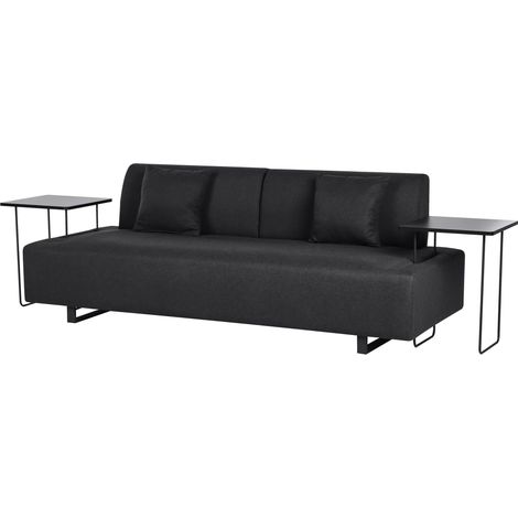 Sofa 3 Seater SOKNA Fabric Black with Tables