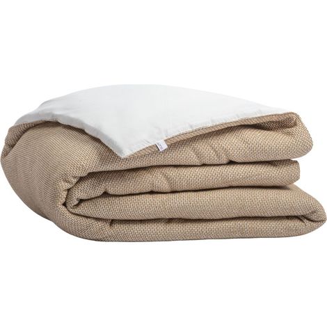 Chemin de lit 90x200cm coton tissage texturé coloris beige - ANTOINETTE