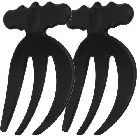 Set mit 2 Salatzangen aus Kunststoff, wiederverwendbare Gemüsegabeln, Rührgabeln – 15,50 x 9,50 x 2,50 cm – Schwarz (1/4)
