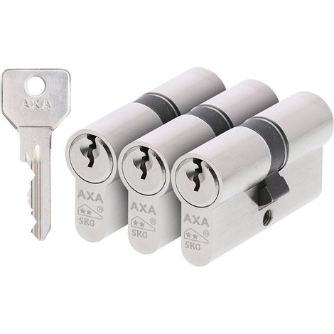 AXA Doppelzylinderschloss - 30/30 mm - Sicherheitszylinder, vernickelt - inkl. 3 Schlüssel