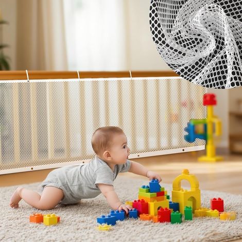 Filet de Sécurité pour Enfant Escalier 6x0.9m Durable Filet de Protection Balcon Barriere de Securite Enfant Clôture D'escalier Grille de Protection pour Bébé,Chien,Chat avec Cordes Attaches (1/5)