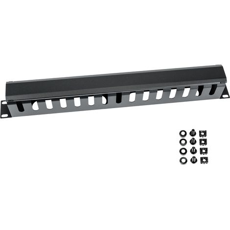HMF 65451 Kabelkanal horizontal für Serverschrank, 19 Zoll, 1 HE, Schwarz (1/2)