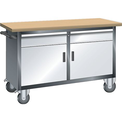 LISTA, Établi compact mobile, 2 tiroirs, 2 portes, 2 (1/2)