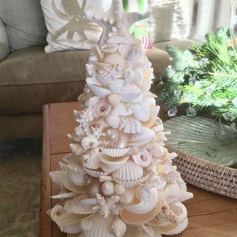 Arbre de Noël en coquillages, déco festive pour sapin, ornement marin de Noël (1/5)