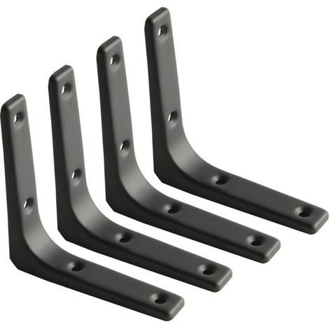 Équerre Étagère Murale, Équerre Métal Mat Noir, Support Étagère Métal pour Déco Cusine, Équerre Charge Lourde, 100mm100mm, 4pcs (1/4)