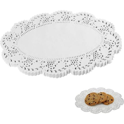Serviettes en papier blanc, nappe décorative ovale jetable avec dentelle pour fête ou mariage, 150 unités ()-AquaForge (1/5)