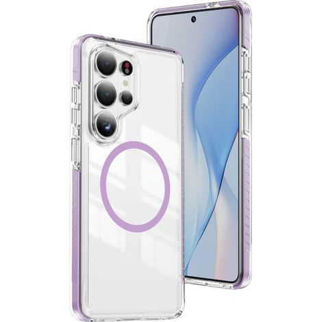 Étui de chargement sans fil magnétique transparent (violet, Galaxy S24+) pour Samsung (1/5)