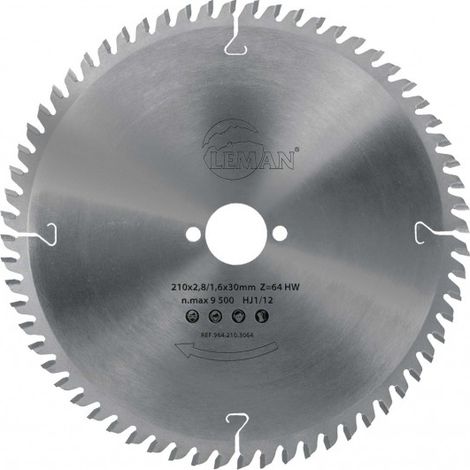 Leman – Lame de scie circulaire carbure 210mm – Alésage 30mm – 24 dents – Pour bois dur et panneaux bruts – Compatible machines portatives - 210x30x24z (1/6)