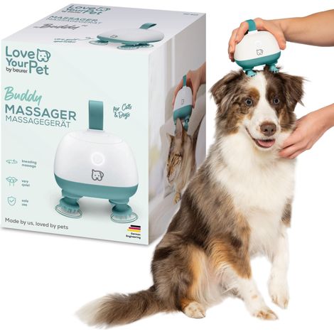 Beurer Love Your Pet Aparato de masaje Buddy para perros y gatos, masaje relajante de cabeza y corporal para mascotas, masaje antiestrés, especialmente silencioso, accesorios de masaje de silicona