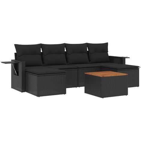 Maison Exclusive - Set Divani da Giardino con Cuscini 7pz Nero Polyrattan (1/3)