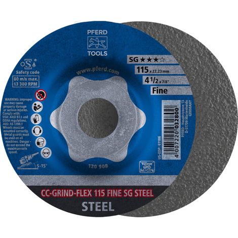 PFERD TOOLS CC-GRIND FLEX Schleifscheibe 115x22,23 mm FINE Leistungslinie SG STEEL für Stahl 10 Stk (1/5)
