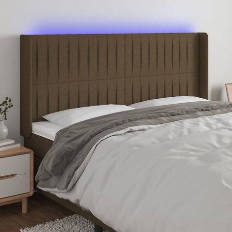 Tête de lit à LED - Design industriel - Pour Lit adulte - Marron foncé 203x16x118/128 cm Tissu Chic-534205 (1/5)