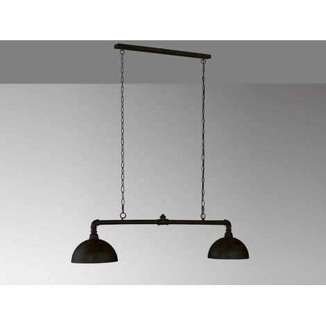 LED Pendelleuchte 2-flammig Industrial Schwarz Gold Design Rohr, Breite 87cm (1/4)
