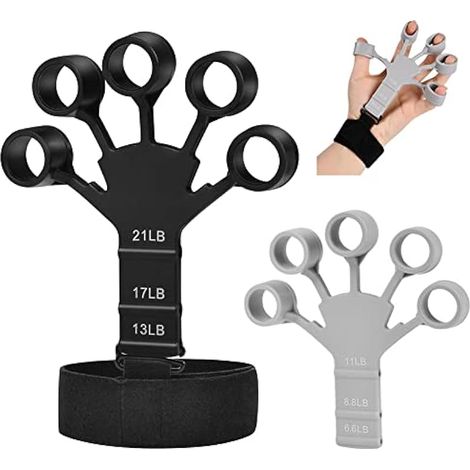 Renforceur de doigts, entraîneur de doigts, extenseur de doigts réglable 6,6-21 lbs, exerceur de doigts et renforceur de main, adapté au sport et à l’escalade. (1/5)