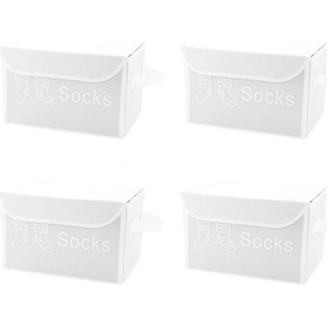 Lot de 4 boîtes de rangement blanc avec couvercle 100% nylon - SPACE (1/5)