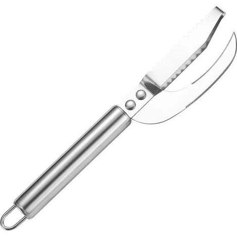 Couteau à poisson 3 en 1 en acier inoxydable : écailles, grattoir, éplucheur dentelé, grattoir à os (1 pièce)