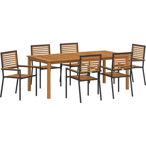 Maison Exclusive - Set da Pranzo per Giardino 7 pcs Nero Legno di Acacia Massello