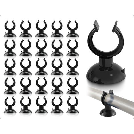 25 Ventouses pour Aquarium, Pinces à Ventouse en Plastique, pour la Maison, Le Bureau, l'École, Les Aquariums, Les Supports de Tige de Chauffage, Les Tuyaux (Noir, 17 x 30 mm) (1/5)